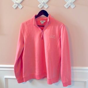 Vineyard Vines Pink Quarter Zip Pullover Sweatshirt Sweater Size Large Fleece